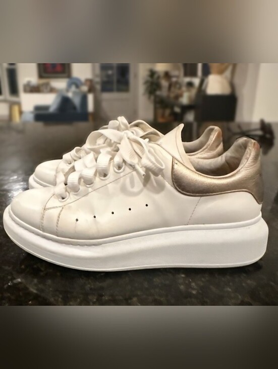 Alexander McQueen Shoes - Alexander McQueen Size 39.5 (9.5) Oversized White And Rose Gold Sneakers